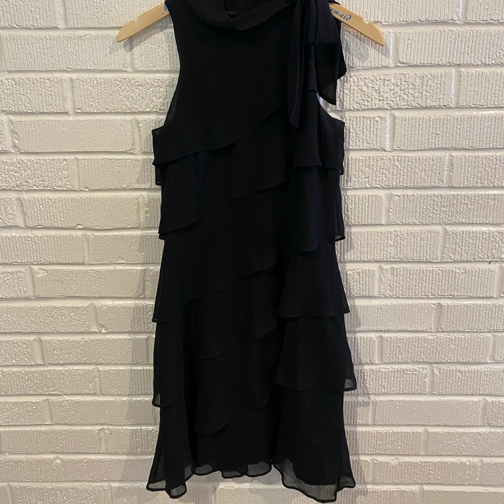 White House Black Market Cocktail Dress with Frills - Black - Size 2
